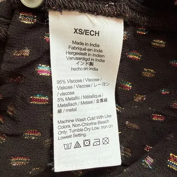 J. Crew Tie Neck Sheer Rainbow Lurex Dot Blouse Top In Black Size XS - Picture 14 of 14